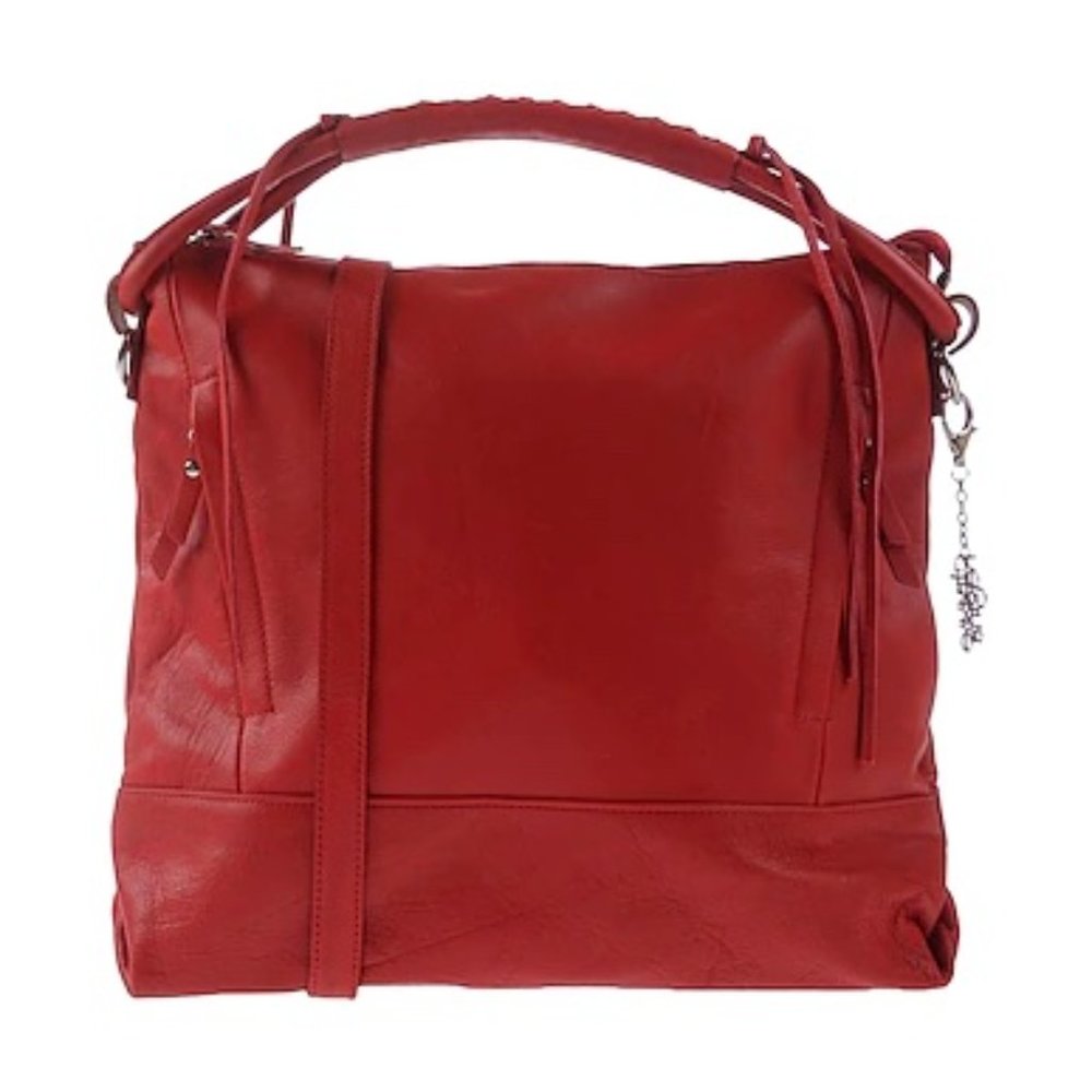 Red Woman Tote Bag in Leather Made in Italy